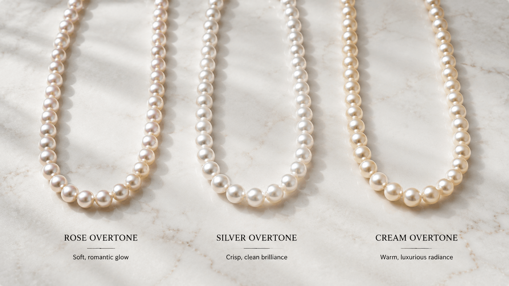 03. Witte Akoya parelketting — overtonen en kleur